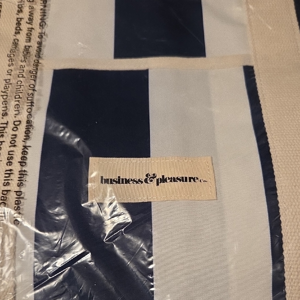 business & pleasure Co. Navy and White Striped Tote Bag